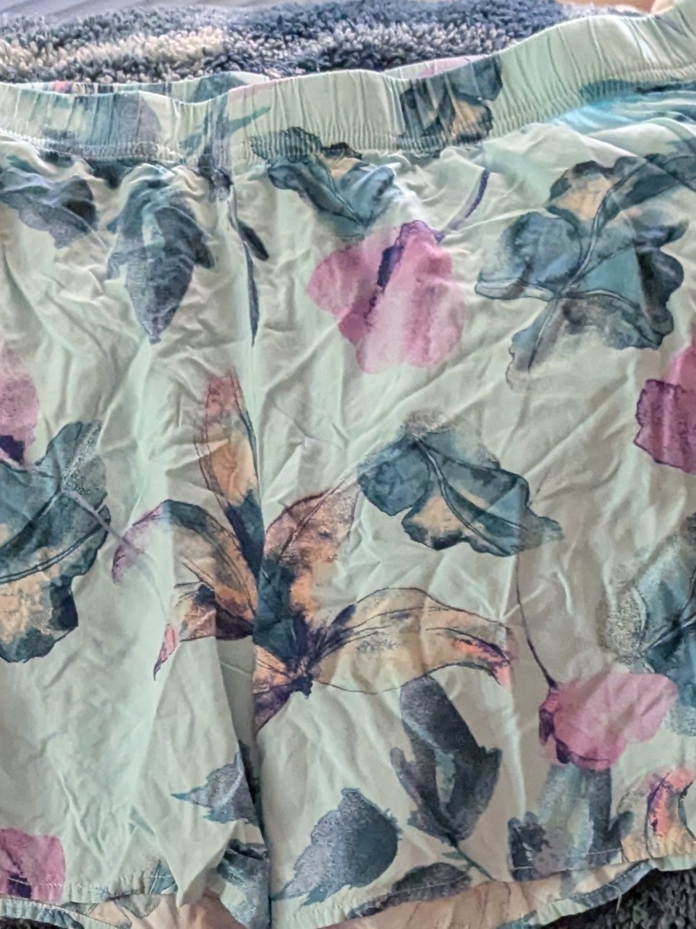 Breezies Relaxed Fit Floral Shorts in Mint, Blue & Purple
